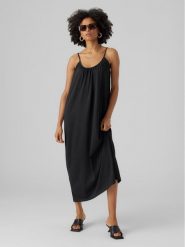 Vero Moda Sukienka letnia Luna 10286077 Czarny Regular Fit. Czarne sukienki damskie Vero Moda, na lato, l, bez wzorów, z bawełny, bez kołnierzyka, bez ramiączek. Za 89.99 zł.