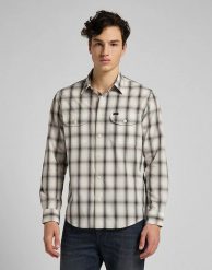 MĘSKA KOSZULA MATERIAŁOWA LEE WORKER SHIRT SERVICE SAND L68HKLOY 112117135. Koszule męskie Lee, l, bez wzorów, z materiału, bez kołnierzyka, bez ramiączek. Za 129.99 zł.