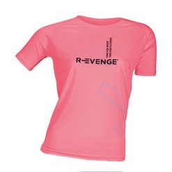 Koszulka damska z krótkim rękawem Fitness, róża. Czerwone bluzki sportowe damskie R-EVENGE, m, bez wzorów, z tkaniny, bez ramiączek. Za 86.00 zł.