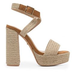 Sandały DeeZee. Brązowe sandały damskie DeeZee, bez wzorów, bez obcasa, na słupku. Za 169.99 zł.