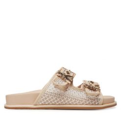 Klapki Patrizia Pepe. Brązowe klapki damskie Patrizia Pepe, bez wzorów, bez obcasa. Za 499.99 zł.