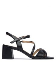 Caprice Sandały 9-28302-46 Czarny. Czarne sandały damskie Caprice, bez wzorów, ze skóry, bez obcasa, na słupku. Za 235.99 zł.