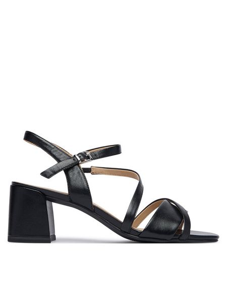 Caprice Sandały 9-28302-46 Czarny. Czarne sandały damskie Caprice, bez wzorów, ze skóry, bez obcasa, na słupku. Za 235.99 zł.