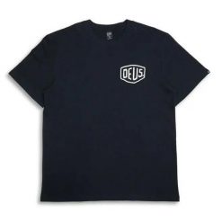 T-Shirt Deus Ex Machina Frontage Black. Czarne t-shirty męskie Deus Ex Machina, s, bez wzorów, bez kołnierzyka. Za 249.57 zł.
