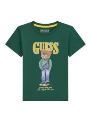 Guess T-Shirt N6RI05 K8HM4 Zielony Regular Fit. Zielone t-shirty chłopięce Guess, z aplikacjami, z bawełny, bez ramiączek. Za 99.99 zł.