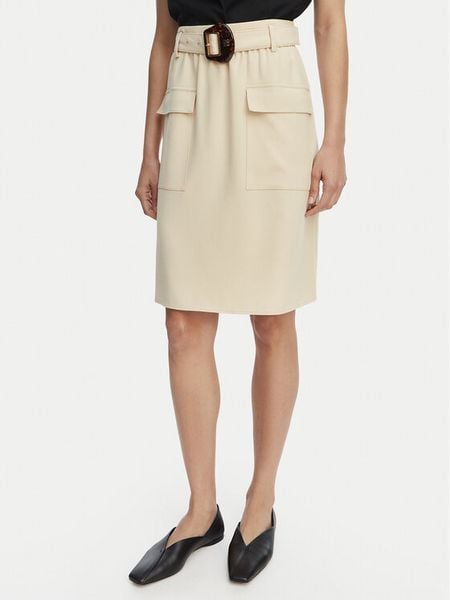 HUGO Spódnica Randa 50559313 Beżowy jasny Regular Fit. Brązowe spódniczki damskie Hugo, bez wzorów, z syntetyku. Za 799.99 zł.