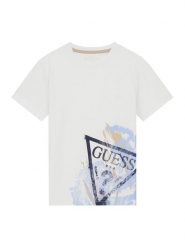 Guess T-Shirt L6RI14 K8HM4 Biały Regular Fit. Białe t-shirty chłopięce Guess, z aplikacjami, z bawełny, bez ramiączek. Za 89.99 zł.