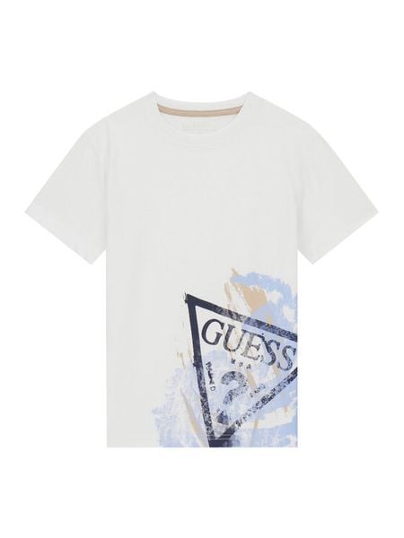 Guess T-Shirt L6RI14 K8HM4 Biały Regular Fit. Białe t-shirty chłopięce Guess, z aplikacjami, z bawełny, bez ramiączek. Za 89.99 zł.