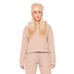 Bluza miękki z kaptur na co dzień na siłownię. Brązowe bluzy sportowe damskie LEONE 1947 APPAREL, bez wzorów, z bawełny, bez ramiączek, bez kaptura. Za 303.12 zł.