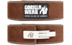 4-calowy skórzany pasek dźwigniowy- Brązowy. Brązowe paski męskie GORILLA WEAR, bez wzorów, ze skóry. Za 301.00 zł.