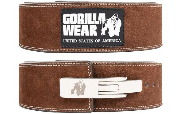 4-calowy skórzany pasek dźwigniowy- Brązowy. Brązowe paski męskie GORILLA WEAR, bez wzorów, ze skóry. Za 301.00 zł.
