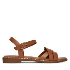 Sandały Lasocki. Brązowe sandały damskie Lasocki, bez wzorów, bez obcasa, na płaskiej podeszwie. Za 149.99 zł.