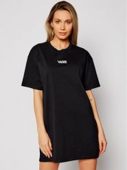 Vans Sukienka codzienna Center Vee Tee VN0A4RU2 Czarny Oversize. Czarne sukienki damskie Vans, na co dzień, xs, bez wzorów, z bawełny, bez kołnierzyka, bez ramiączek, oversize. Za 119.99 zł.
