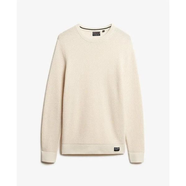 Sweter z teksturowanej dzianiny z okrągłym dekoltem Superdry. Brązowe swetry męskie Superdry., m, bez wzorów, z dzianiny, bez kołnierzyka. Za 358.45 zł.