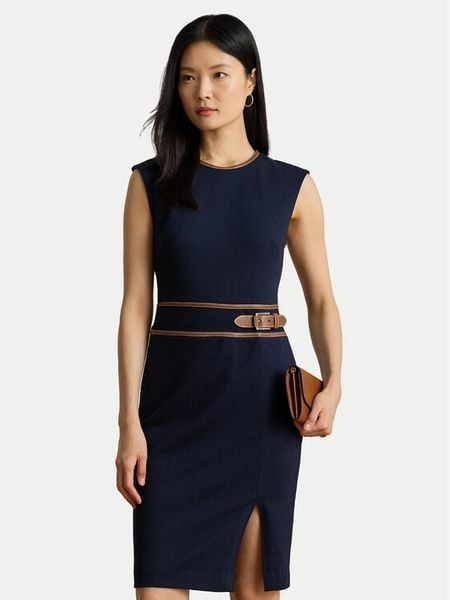 LAUREN RALPH LAUREN Sukienka koktajlowa 200980040001 Granatowy Slim Fit. Niebieskie sukienki damskie Lauren Ralph Lauren, bez wzorów, z bawełny, wizytowe, bez kołnierzyka, bez ramiączek. Za 1,199.00 zł.