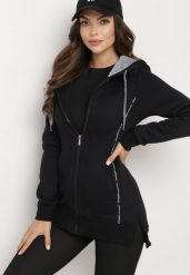Czarna Bluza z Kapturem i Wsuwanymi Kieszeniami Wykończona Polarem Ivaline. Czarne bluzy z kapturem damskie Born2be, s, z dzianiny. Za 89.99 zł.