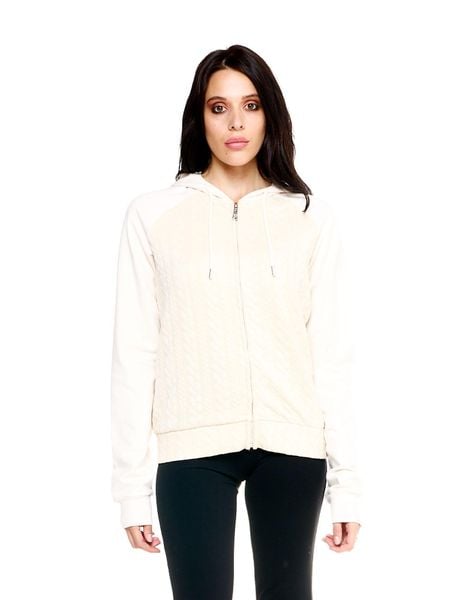 Bluza damska Leone 1947 Apparel Glam Winter z kapturem i zamkiem z dzianiny. Białe bluzy sportowe damskie LEONE 1947 APPAREL, na zimę, l, z bawełny. Za 168.36 zł.