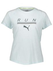Puma Koszulka funkcyjna "Run" w kolorze błękitnym rozmiar: XS. Niebieskie bluzki sportowe damskie Puma, xs, bez wzorów, bez ramiączek. Za 70.45 zł.