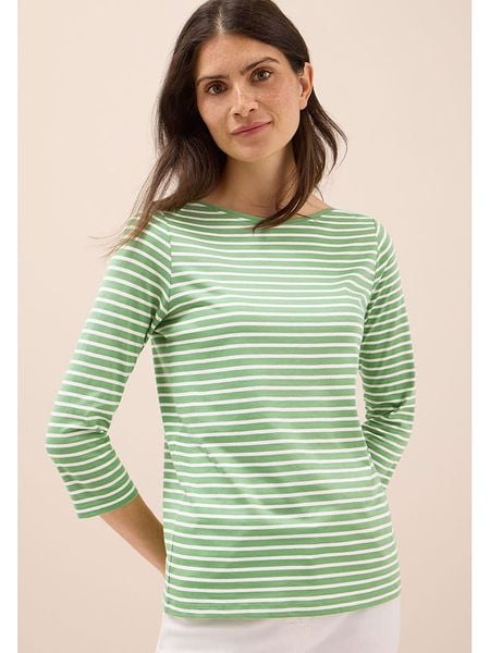 Cecil Koszulka w kolorze zielono-białym rozmiar: M. Zielone bluzki damskie Cecil, m, bez wzorów, z bawełny, bez kołnierzyka, bez ramiączek. Za 96.14 zł.