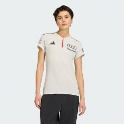 Koszulka Polo Z Krótkim Rękawem Audi Revolut F1 Team Engineers & Marketing. Białe bluzki damskie Adidas, bez wzorów, bez kołnierzyka, bez ramiączek. Za 439.00 zł.