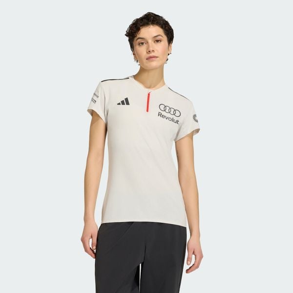 Koszulka Polo Z Krótkim Rękawem Audi Revolut F1 Team Engineers & Marketing. Białe bluzki damskie Adidas, bez wzorów, bez kołnierzyka, bez ramiączek. Za 439.00 zł.