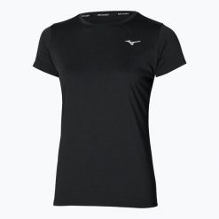 Koszulka do biegania damska Mizuno Core Tee. Czarne t-shirty damskie Mizuno, m, bez wzorów, z materiału, bez kołnierzyka. Za 119.99 zł.