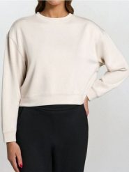 Bluza basic - kremowy. Białe bluzy bez kaptura damskie Sinsay, l, z dzianiny. Za 45.99 zł.