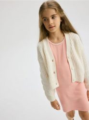 Bawełniana sukienka - różowy. Czerwone sukienki dziewczęce Reserved, bez wzorów, z bawełny, bez ramiączek. W wyprzedaży za 25.99 zł.