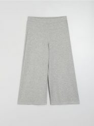Melanżowe spodnie culotte z dzianiny scuba z domieszką wiskozy - szary. Szare spodnie materiałowe damskie Sinsay, bez wzorów, z dzianiny. Za 39.99 zł.