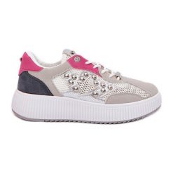 Buty Sportowe Damskie Z Siateczką I Ćwiekami Szare. Szare buty sportowe na co dzień damskie bez wzorów, trekkingowe. Za 155.14 zł.