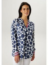 Aniston Bluzka w kolorze granatowo-białym rozmiar: 48. Niebieskie bluzki damskie Aniston, bez wzorów, z wiskozy, bez kołnierzyka, bez ramiączek. Za 173.99 zł.