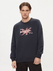 Pepe Jeans Bluza Ruwan PM582669 Granatowy Regular Fit. Niebieskie bluzy bez kaptura męskie Pepe Jeans, m, z bawełny. Za 259.99 zł.