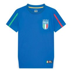 Koszulka piłkarska męska FIGC Włochy. Niebieskie t-shirty sportowe męskie FIGC, m, z materiału, bez ramiączek, do piłki nożnej. Za 149.99 zł.