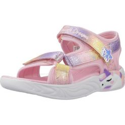 Sandały SKECHERS UNICORN Rose. Czerwone obuwie trekkingowe damskie Skechers, bez wzorów, z materiału, bez obcasa. Za 215.99 zł.