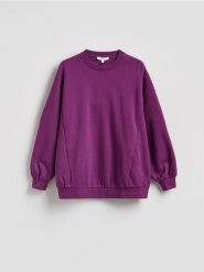 Bawełniana bluza - fioletowy. Fioletowe bluzy bez kaptura damskie Reserved, l, z bawełny. Za 149.99 zł.