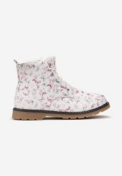 Białe Botki Workery w Kwiatki Navamita. Białe botki dziewczęce Born2be, bez wzorów, bez ramiączek. Za 119.99 zł.