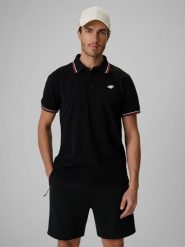 4F Koszulka kibica polo męska - czarna L. Czarne koszulki polo męskie 4f, l, bez wzorów, z bawełny, bez ramiączek. Za 99.99 zł.
