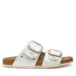 Klapki Geox. Brązowe klapki damskie Geox, bez wzorów, bez obcasa. Za 439.99 zł.