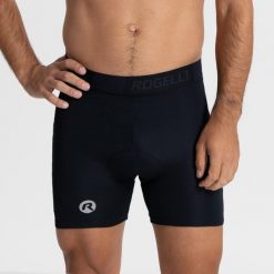 Bokserki rowerowe z wkładką męskie Rogelli Boxer. Czarne bokserki męskie Rogelli, bez wzorów, z materiału. Za 303.95 zł.