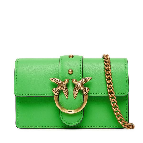 Torebka PINKO. Zielone torebki klasyczne damskie Pinko, bez wzorów, wizytowe, bez kołnierzyka, bez ramiączek. Za 749.99 zł.