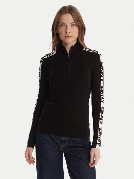 DKNY Sweter P5MSAY01 Czarny Slim Fit. Czarne swetry klasyczne damskie DKNY, l, z wiskozy, bez kołnierzyka. Za 399.99 zł.