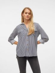 Vero Moda Koszula w kolorze granatowo-białym rozmiar: XS. Białe koszule damskie Vero Moda, xs, bez wzorów, z wiskozy, bez kołnierzyka, bez ramiączek. Za 61.60 zł.