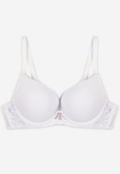Biały Biustonosz Push-Up z Gładkim Wykończeniem Sanelis. Białe biustonosze Renee, bez wzorów, z dzianiny. Za 34.99 zł.