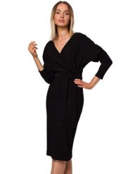 Made of emotion Sukienka w kolorze czarnym rozmiar: S. Czarne sukienki damskie Made Of Emotion, s, bez wzorów, bez kołnierzyka, bez ramiączek, maxi, kopertowe. Za 131.12 zł.