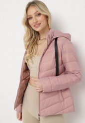 Różowa Pikowana Kurtka Zapinana na Suwak z Kapturem i Kieszeniami Soniss. Czerwone kurtki damskie Born2be, l, bez wzorów, z kapturem. Za 199.99 zł.