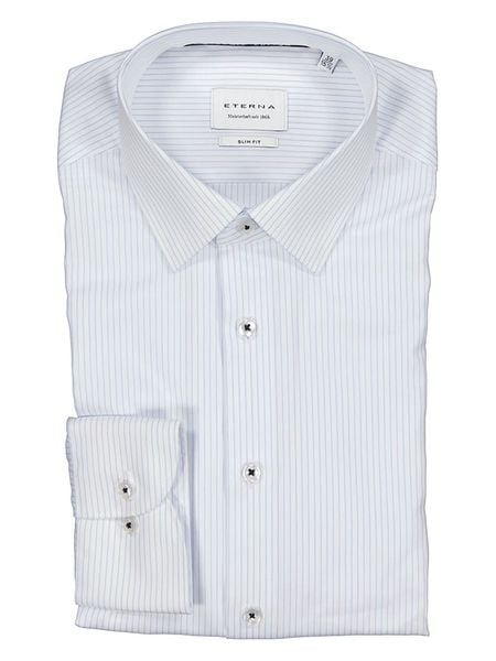 Eterna Koszula - Slim fit - w kolorze biało-niebieskim rozmiar: 39. Białe koszule męskie Eterna, bez wzorów, z bawełny, bez kołnierzyka, bez ramiączek. Za 101.23 zł.