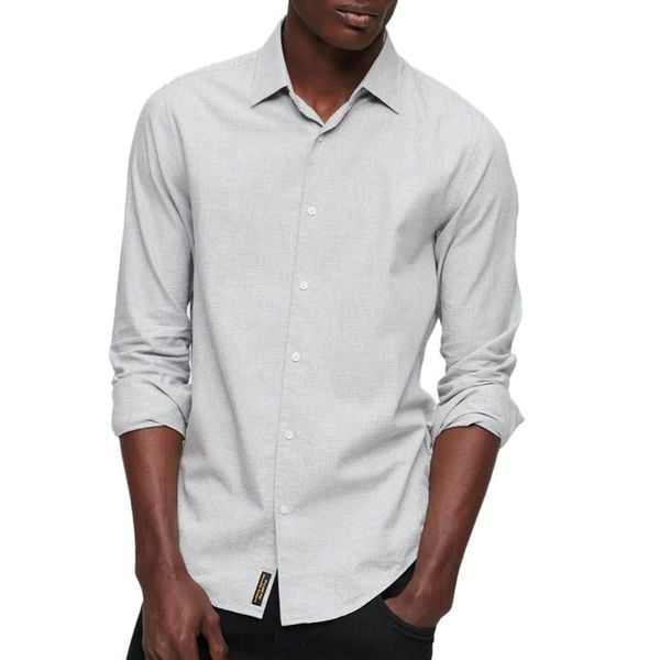 Bawełniana koszula z długim rękawem Superdry. Szare koszule męskie Superdry., xl, z aplikacjami, z bawełny, bez kołnierzyka, bez ramiączek. Za 303.70 zł.