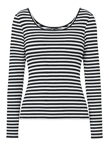 Pieces Koszulka "Kitte" w kolorze czarno-białym rozmiar: L. Białe bluzki damskie Pieces, l, bez wzorów, z bawełny, bez kołnierzyka, bez ramiączek. Za 65.54 zł.