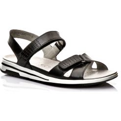 3za2 NIEMIECKIE SANDAŁY CAPRICE COMFORT 28600 SKÓRA CZARNE. Czarne sandały damskie Caprice, bez wzorów, ze skóry, bez obcasa. W wyprzedaży za 179.99 zł.