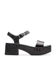 Clarks Skórzane sandały "Sivanne Bay" w kolorze czarnym na obcasie rozmiar: 37,5. Czarne sandały damskie Clarks, bez wzorów, bez obcasa, na koturnie. Za 95.92 zł.